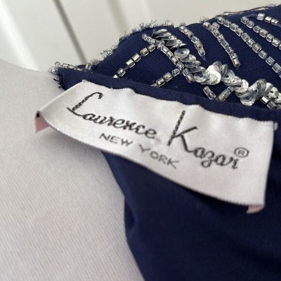 Laurence Kazar Exceptional Vintage Silk Hand Beaded Dress Bridal Formal - Picture 6 of 15